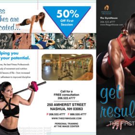 front panel gym trainer brochures
