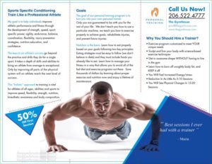 Back panel gym trainer brochure